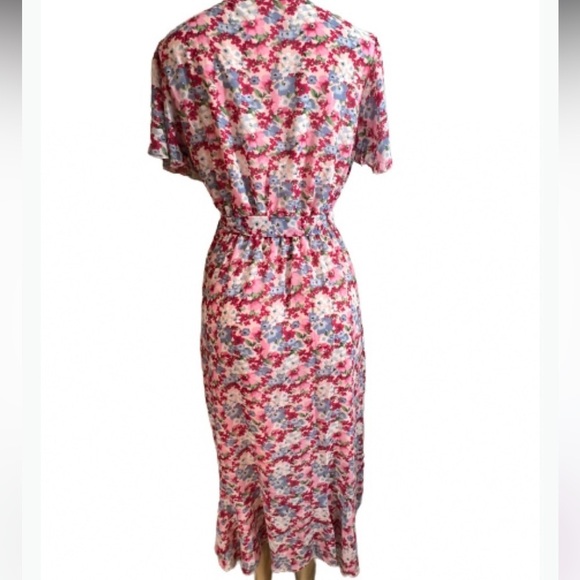 GRACEASY DRESS PINK WHITE FLORAL PRINT FIT FLAIR WRAP SUMMER DRESS SIZE XL NET - Picture 5 of 14